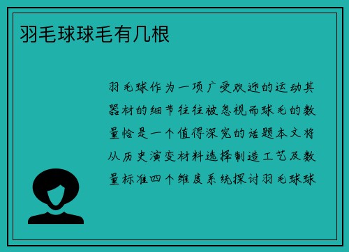 羽毛球球毛有几根